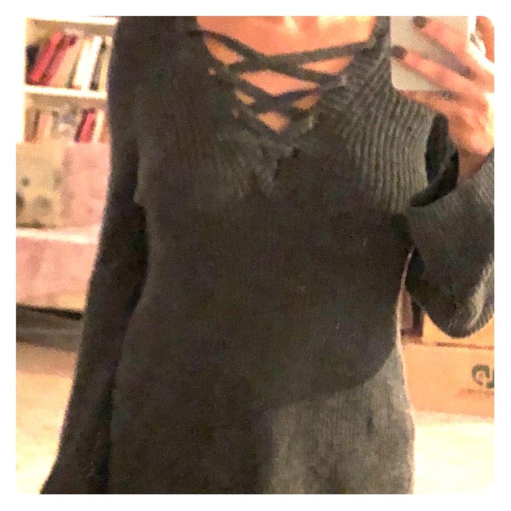 American Eagle Chunky Lace Pullover Sweater